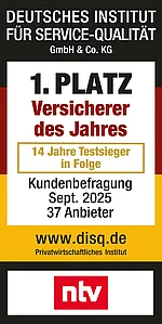 ntv / DISQ — 1. Platz Versicherer des Jahres 2025